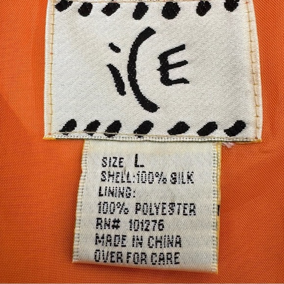 ICE Silk Orange Wrap Blouse Size Large - Picture 8 of 11